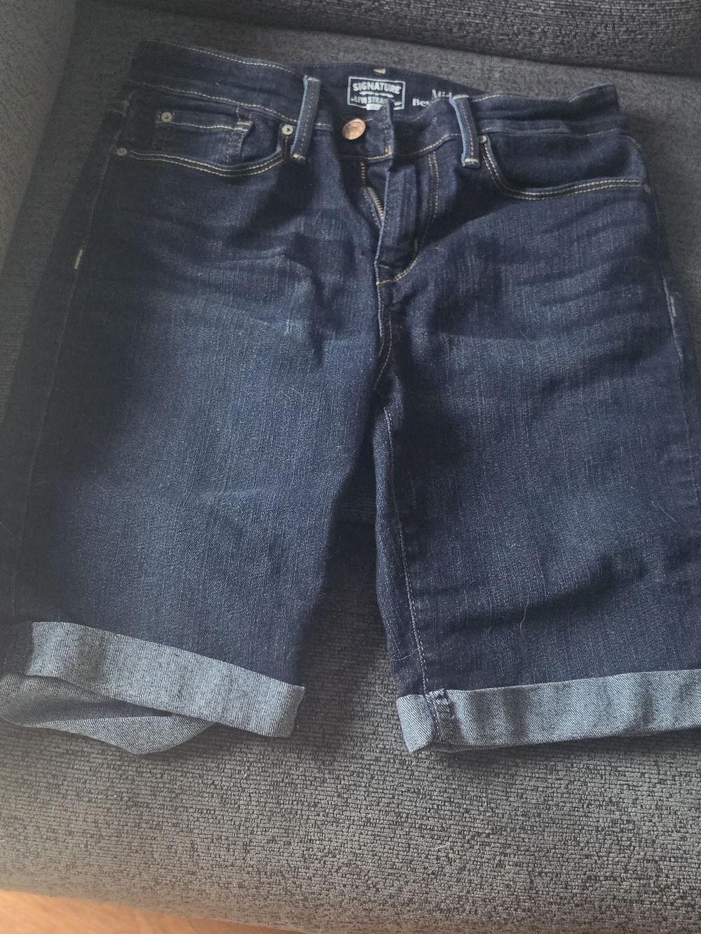 Signature Womans Dark Indigo Denim Shorts with Cuffed Hems
